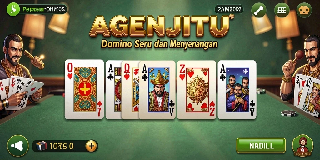 Tangkapan layar utama AGENJITU menampilkan gameplay Domino yang seru.