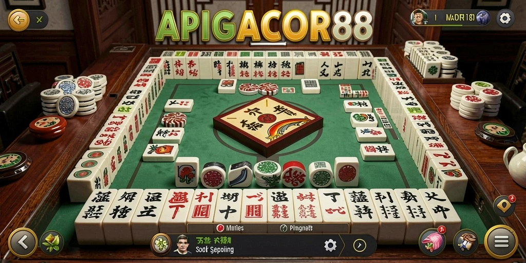 Tampilan gameplay seru APIGACOR88 dengan Mahjong klasik.