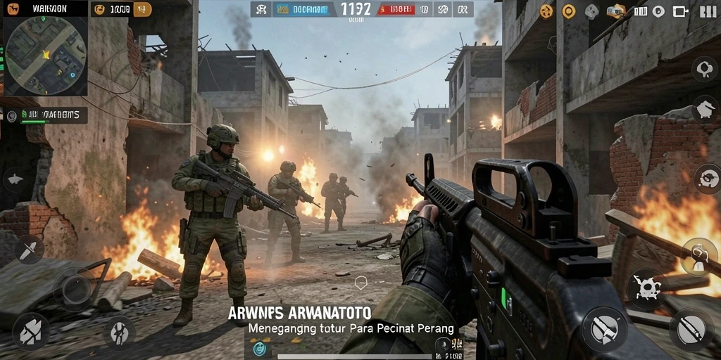 Tampilan menegangkan dalam permainan FPS ARWANATOTO.