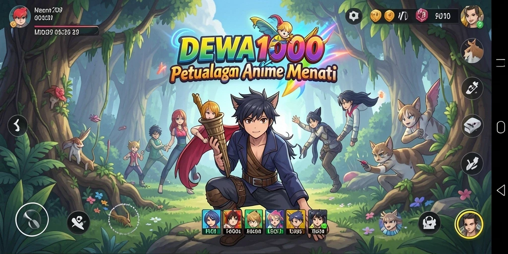 Tampilan gameplay seru dengan karakter anime yang dinamis.