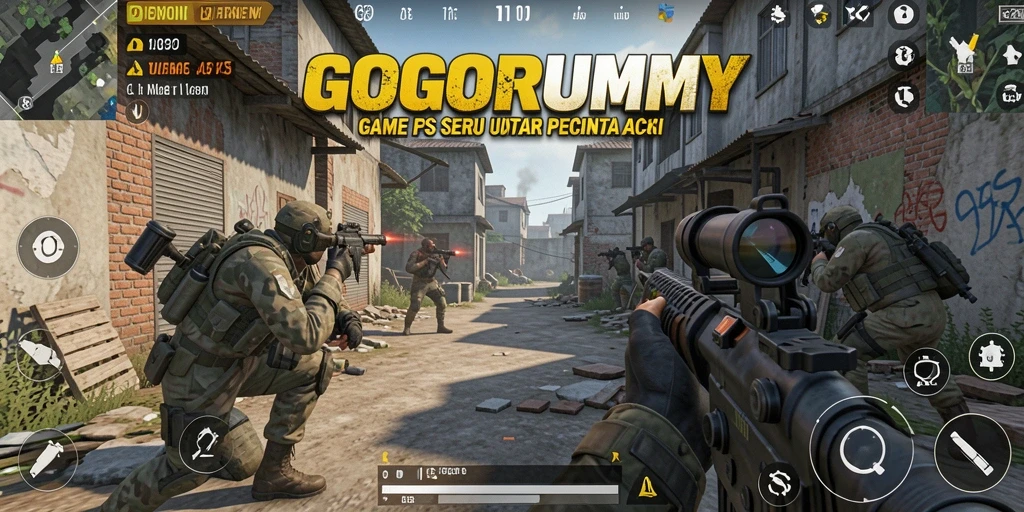 Tampilan gameplay seru dari GOGORUMMY dengan aksi tembak-menembak yang mendebarkan.