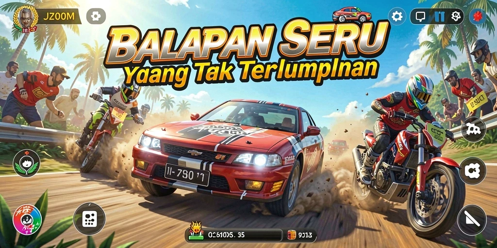 Tampilan gameplay menarik dari J200M yang penuh aksi balapan.