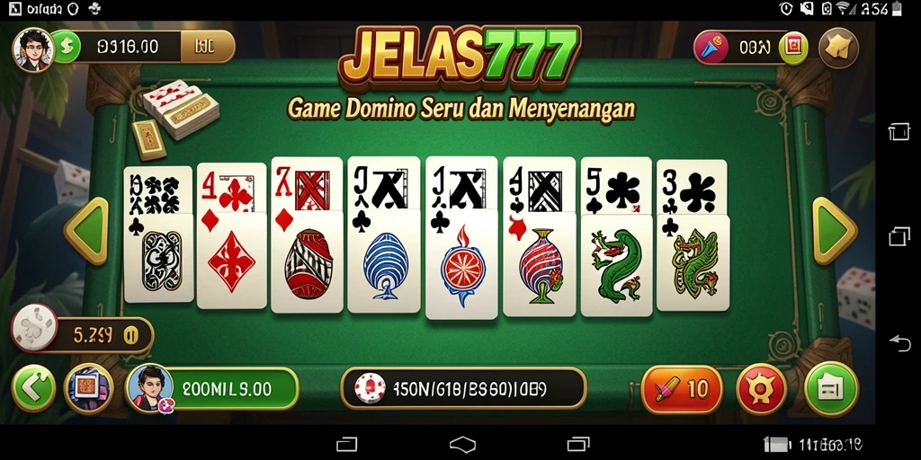 Tampilan screenshot JELAS777 menunjukkan gameplay Domino yang seru dan interaktif.