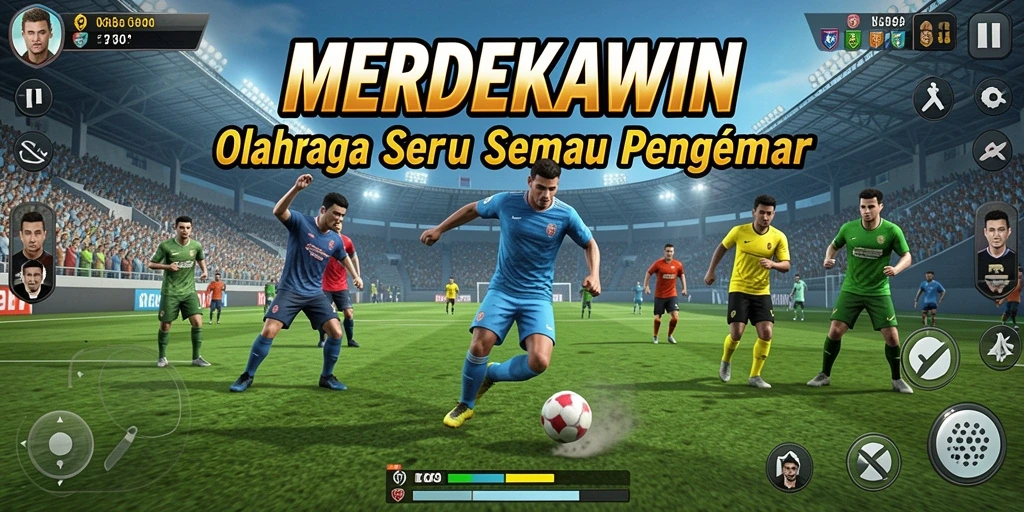 Tampilan gameplay menarik dari MERDEKAWIN dengan aksi olahraga seru.