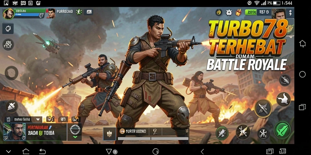 Screenshot TURBO78 menampilkan momen pertempuran seru dalam Battle Royale.